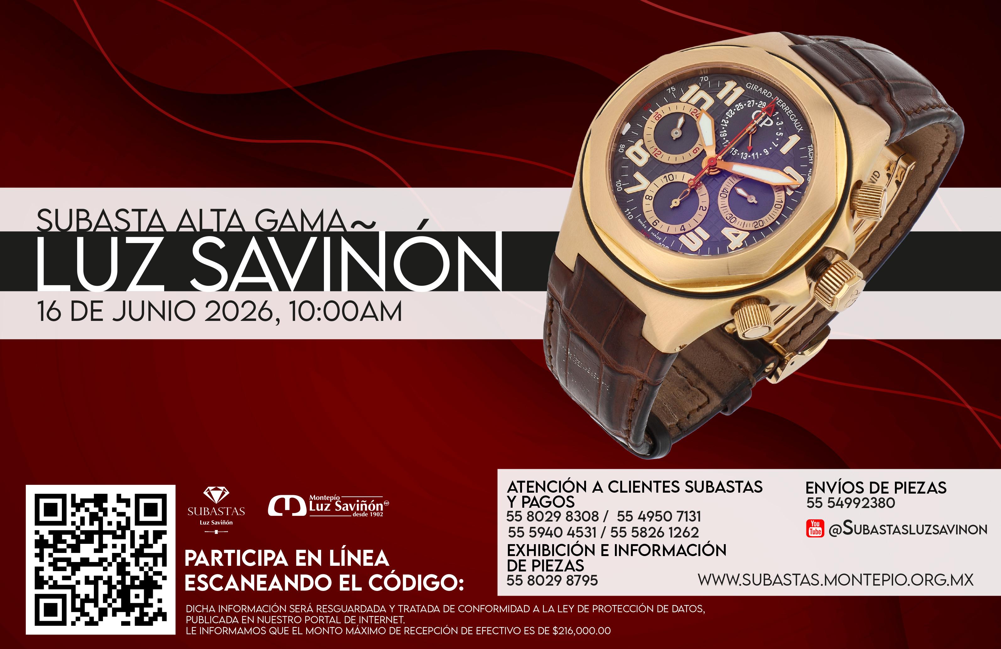 Subasta Alta Gama Luz Saviñón — 16 de junio 2026, 10:00 am